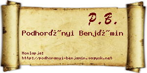 Podhorányi Benjámin névjegykártya